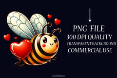 Valentine Bee Clipart Bundle - CraftNest - Digital Crafting and Art