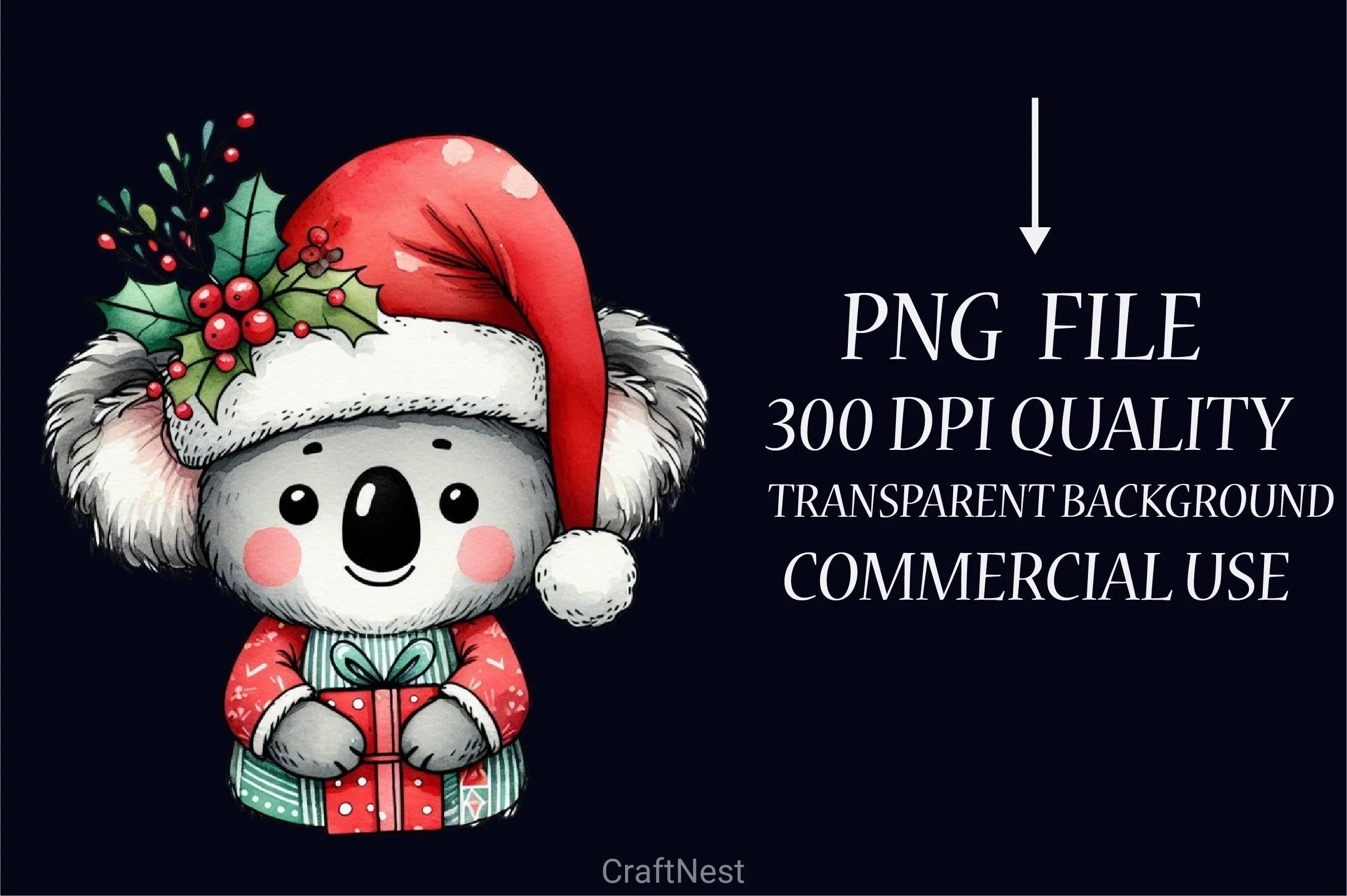 Christmas Koala Clipart Bundle 1 - CraftNest - Digital Crafting and Art
