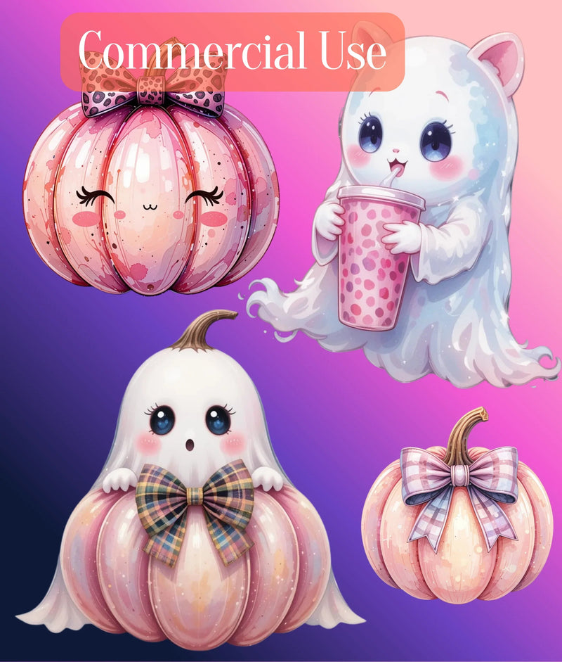 Preppy Halloween Ghost Clipart Bundle - CraftNest - Digital Crafting and Art