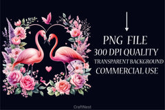 Valentine's Day Flamingo Clipart Bundle - CraftNest - Digital Crafting and Art