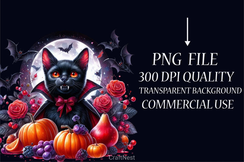 Halloween Vampire Cat Clipart Bundle - CraftNest - Digital Crafting and Art