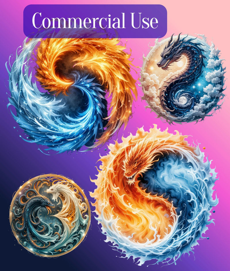 Fantasy Yin Yang Clipart Bundle - CraftNest - Digital Crafting and Art
