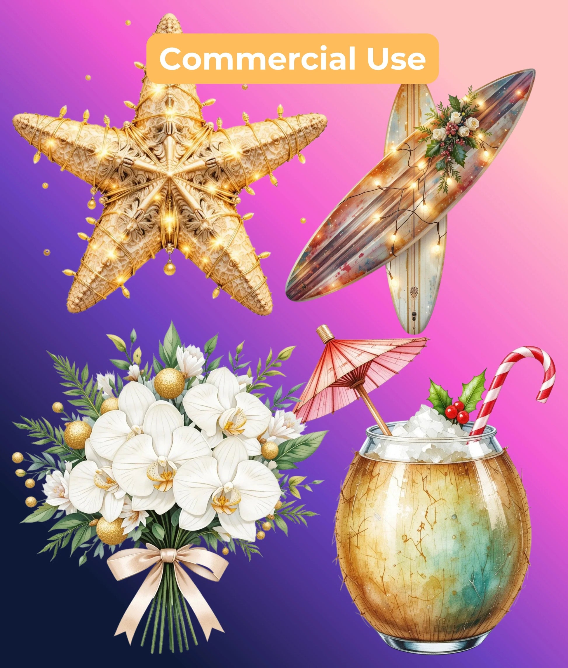 Island-Luxe Tropical Christmas Clipart Bundle - CraftNest - Digital Crafting and Art
