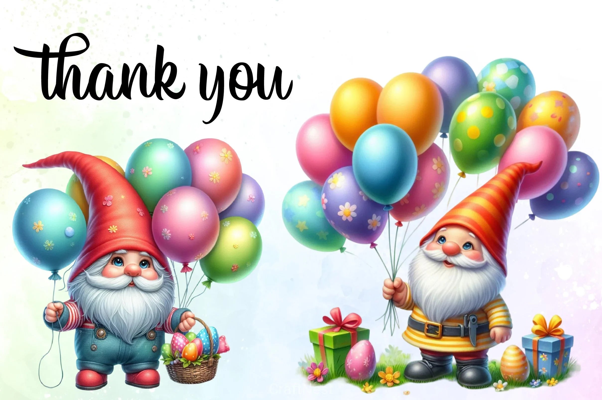 Gnome Balloons Clipart Bundle - CraftNest - Digital Crafting and Art