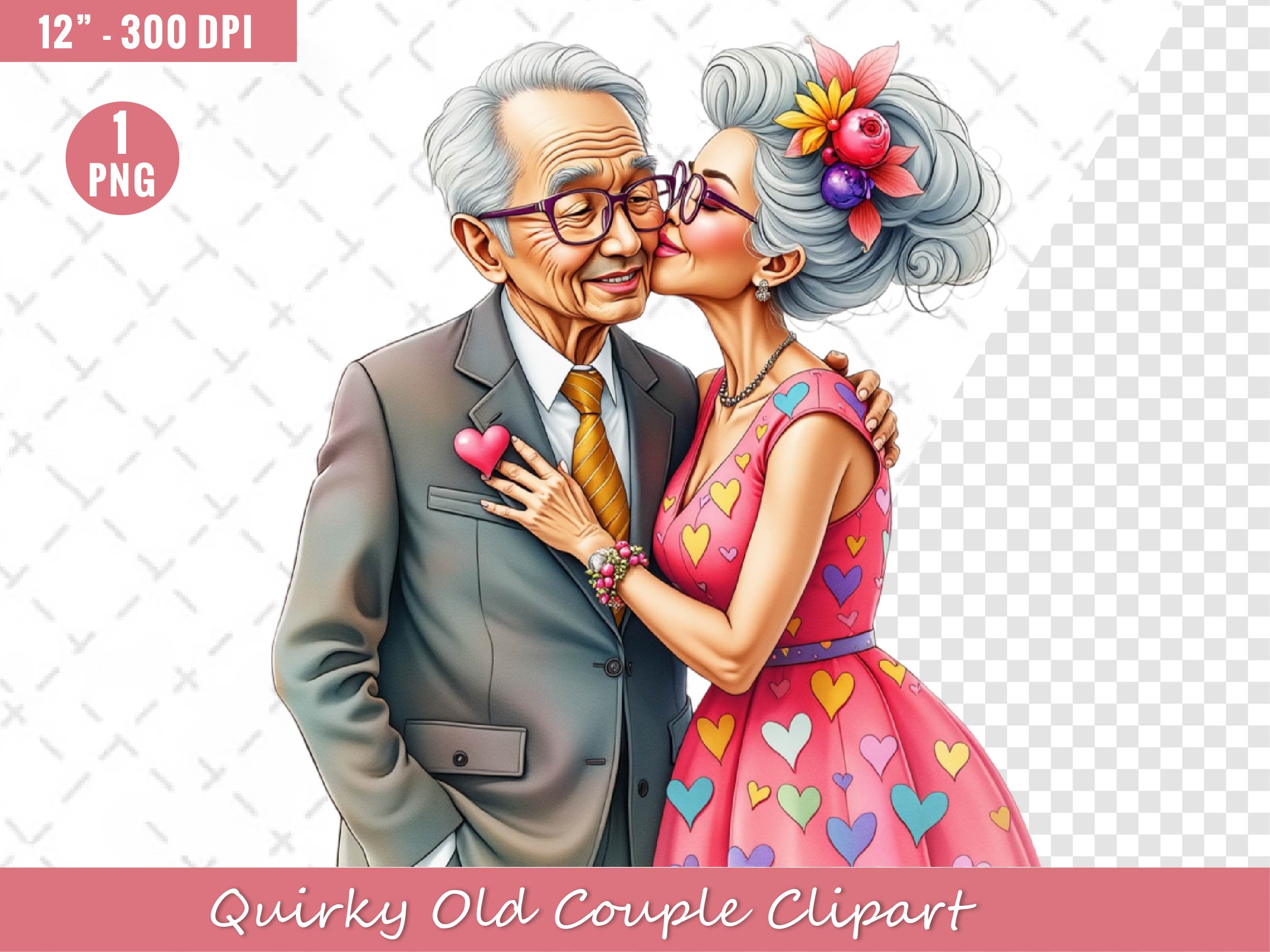 Quirky Old Couple Clipart Bundle - CraftNest - Digital Crafting and Art