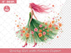 Quirky Girl With Flowers Clipart Bundle