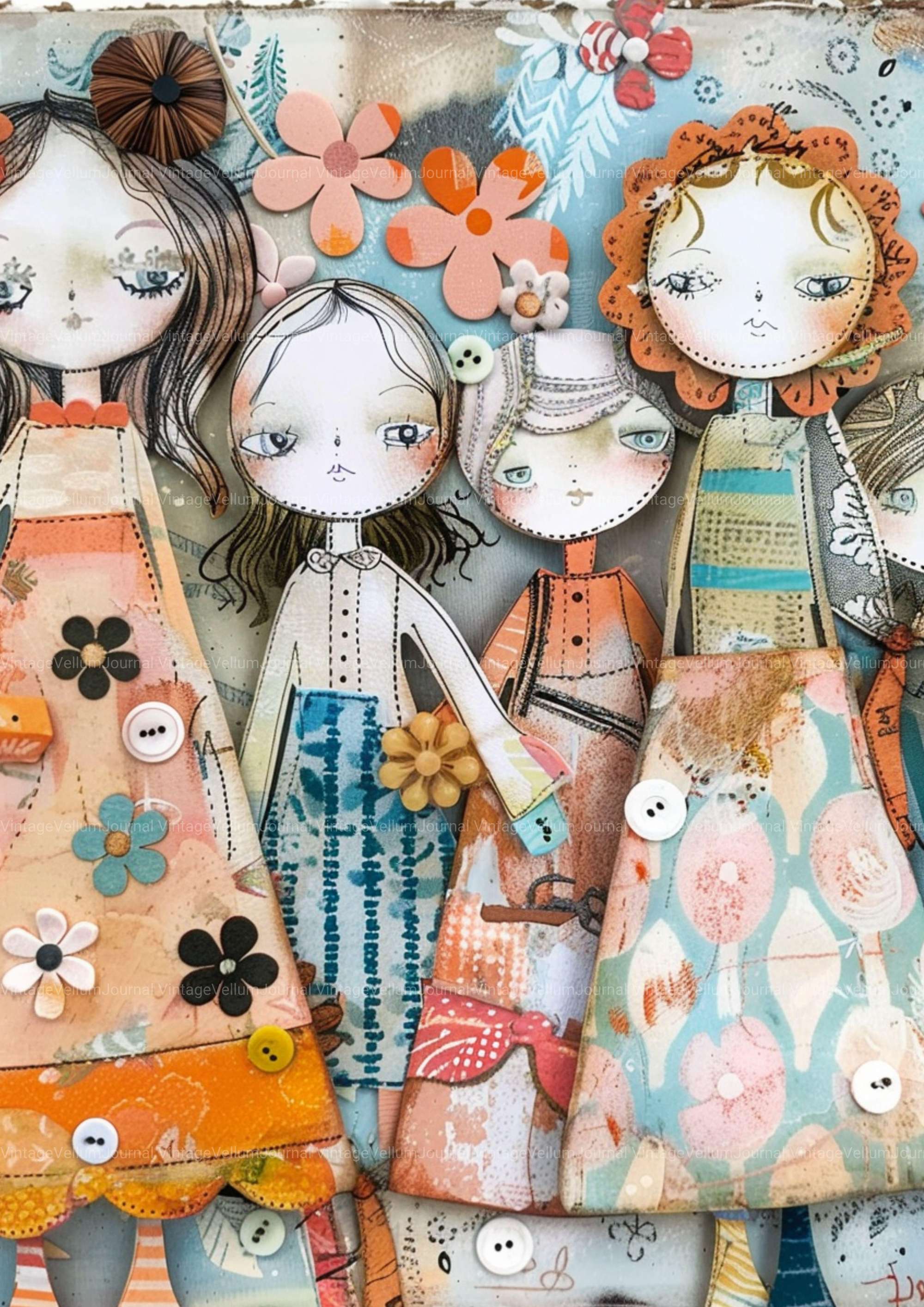 Whimsical Dolls Junk Journal Pages - CraftNest - Digital Crafting and Art