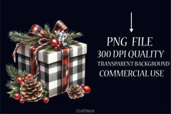 Black & White Plaid Christmas Clipart Bundle - CraftNest - Digital Crafting and Art