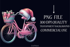 Christmas Bicycle Clipart Bundle - CraftNest - Digital Crafting and Art