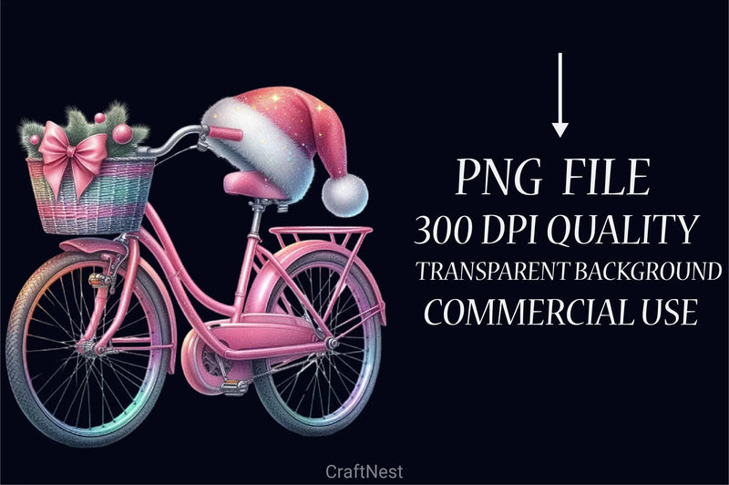 Christmas Bicycle Clipart Bundle - CraftNest - Digital Crafting and Art