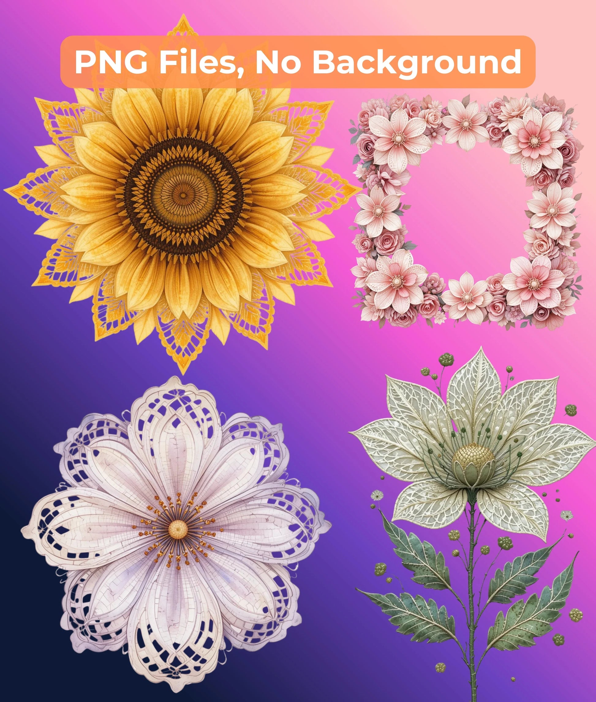 Lace Wildflower Clipart Bundle - CraftNest - Digital Crafting and Art