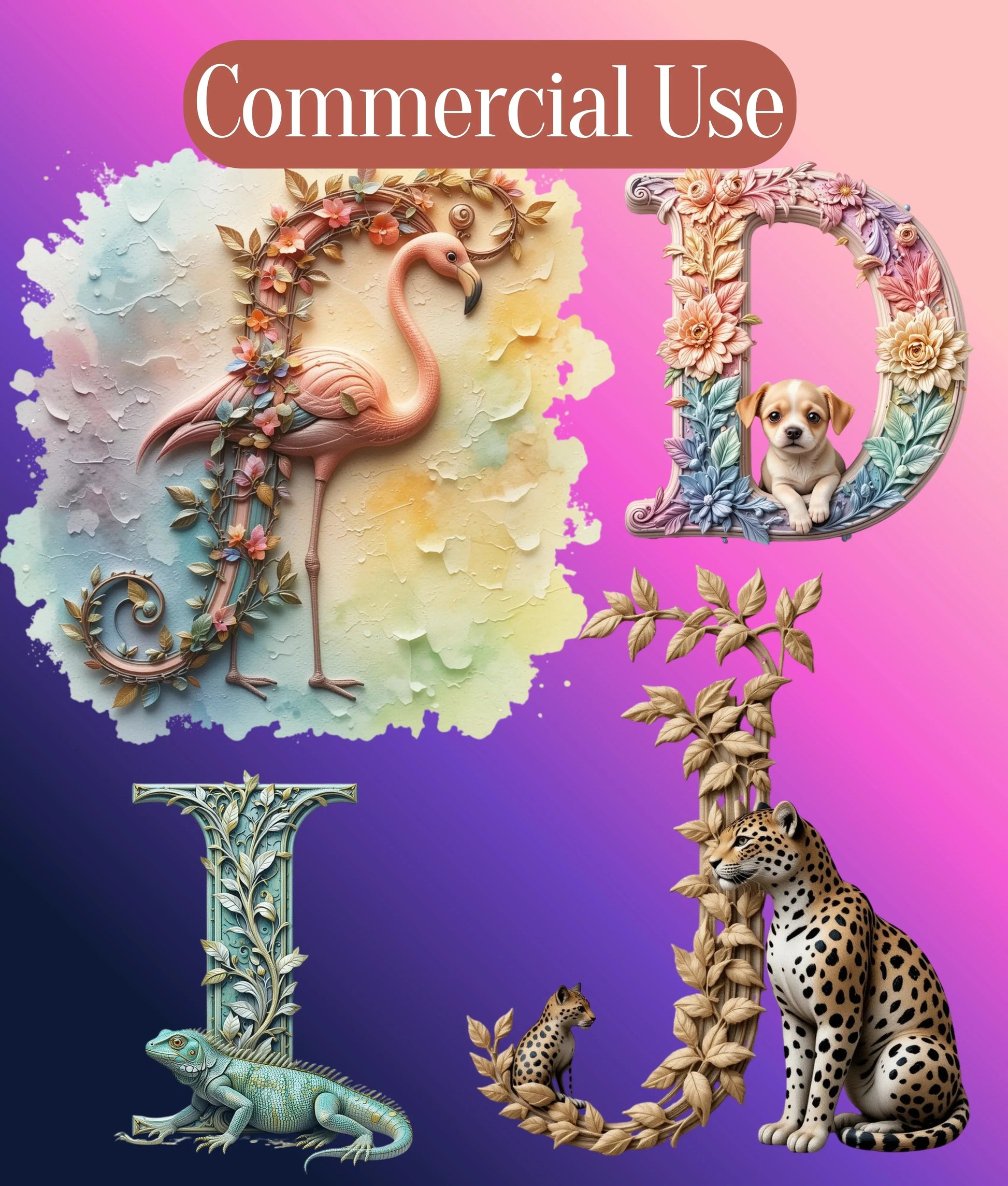 3D Embossed Alphabet Clipart Bundle - CraftNest - Digital Crafting and Art
