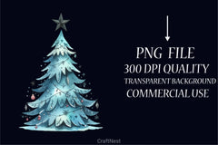 Blue Christmas Tree Clipart Bundle - CraftNest - Digital Crafting and Art