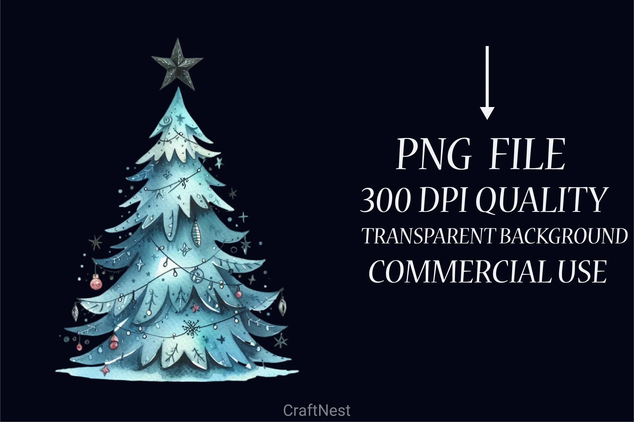 Blue Christmas Tree Clipart Bundle - CraftNest - Digital Crafting and Art