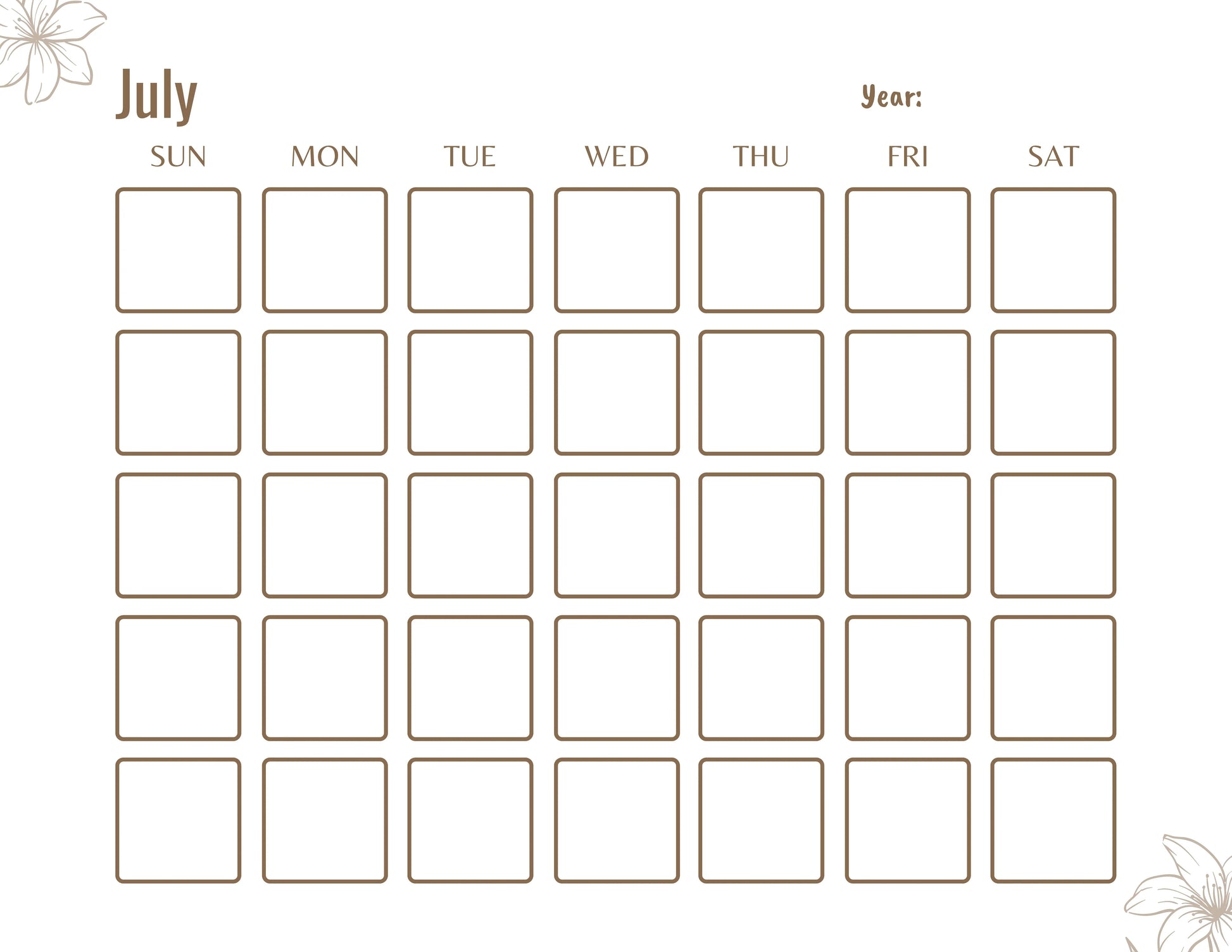 Blank Monthly Calendar KDP Planner - CraftNest - Digital Crafting and Art