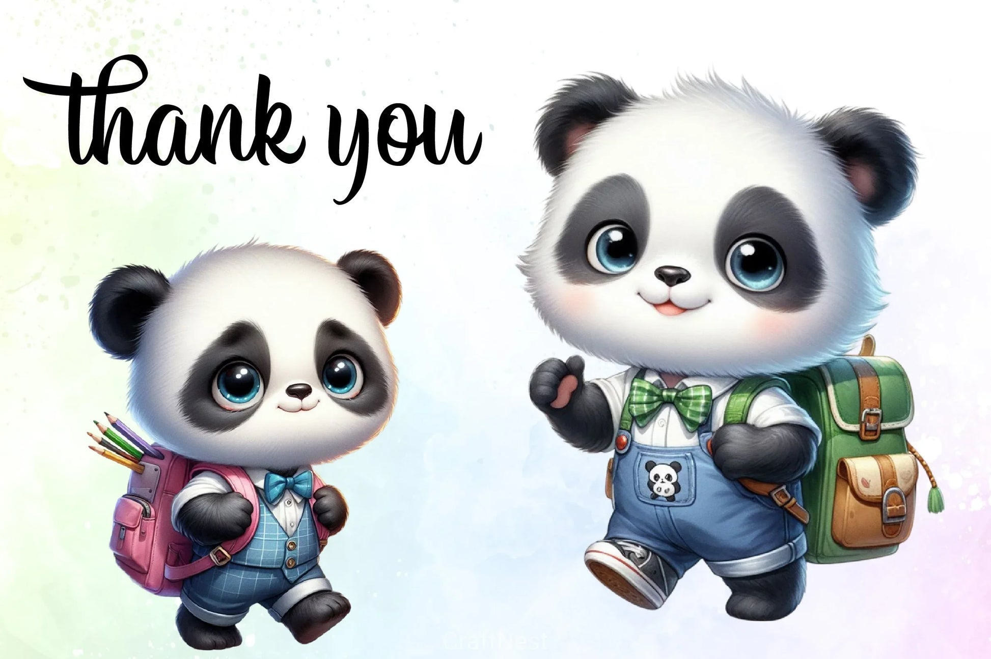 Panda Student Clipart Bundle - CraftNest - Digital Crafting and Art