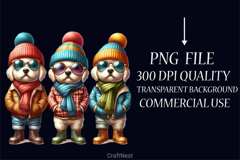 Winter Dogs Clipart Bundle - CraftNest - Digital Crafting and Art