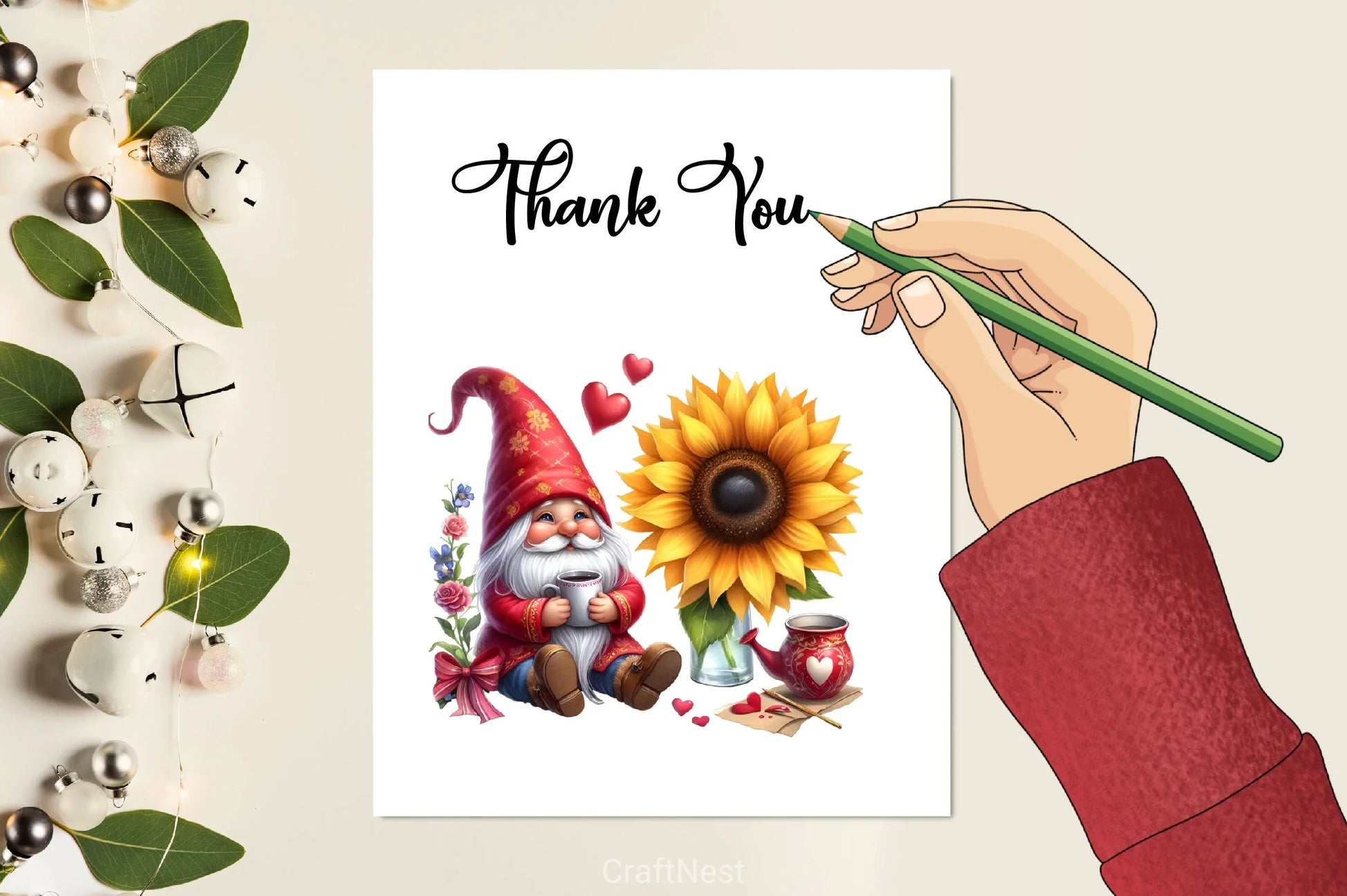 Valentine Gnome Sunflower Clipart Bundle - CraftNest - Digital Crafting and Art