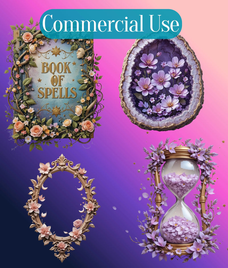 3D Ethereal Celestial Flowers Clipart Bundle - CraftNest - Digital Crafting and Art