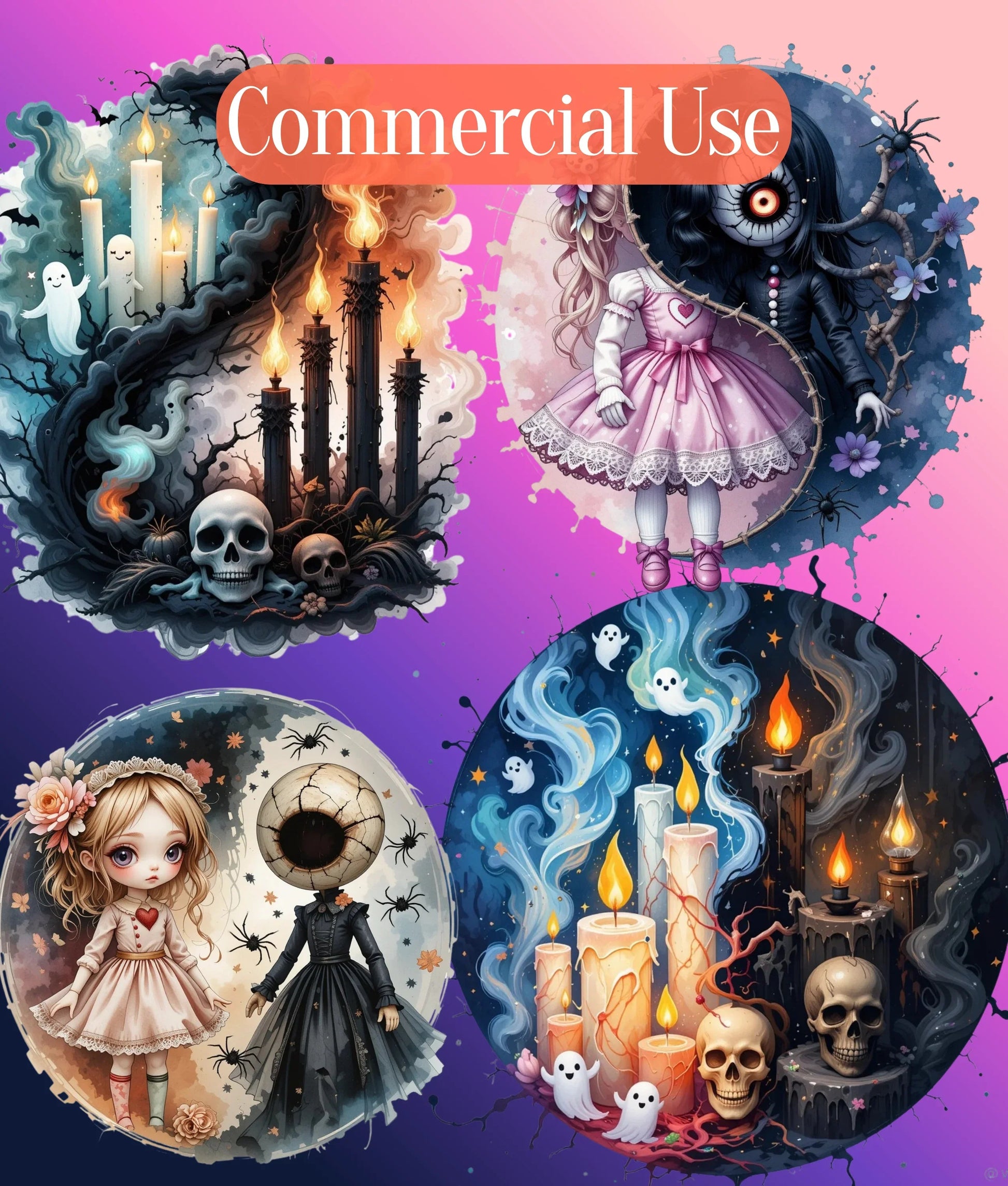 Yin Yang Halloween Clipart Bundle - CraftNest - Digital Crafting and Art