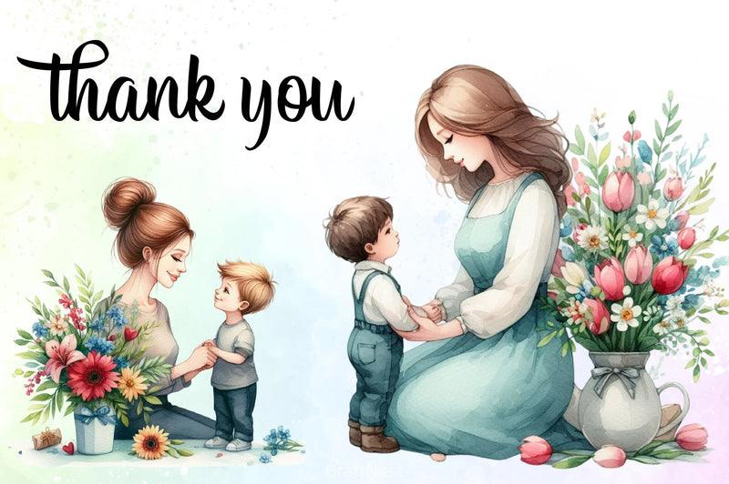 Mom & Baby Clipart Bundle - CraftNest - Digital Crafting and Art