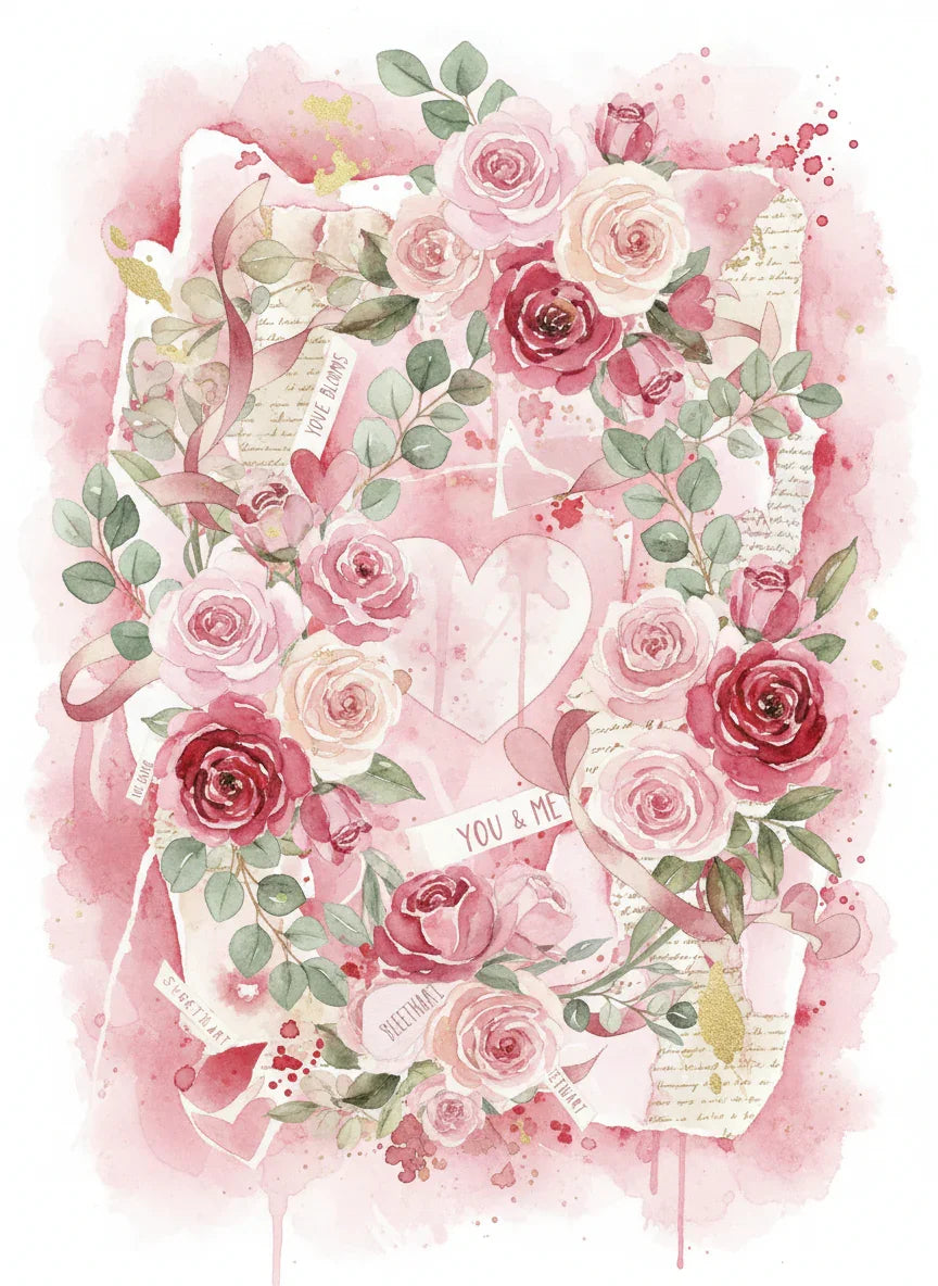 Floral Valentines Junk Journal Papers - CraftNest - Digital Crafting and Art