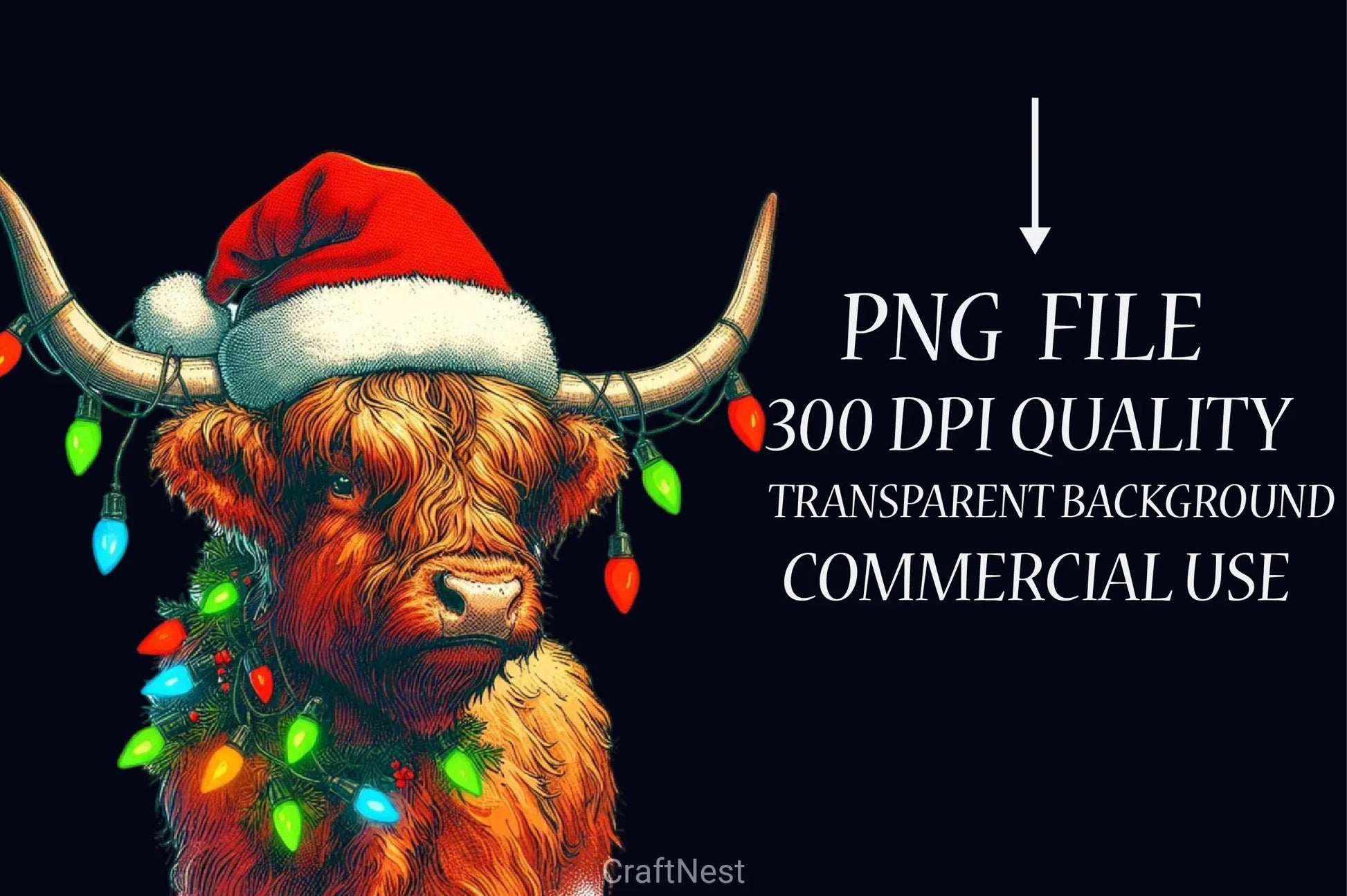 Christmas Highland Cow Clipart Bundle - CraftNest - Digital Crafting and Art