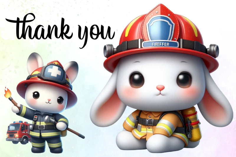 Bunny Firefighter Clipart Bundle - CraftNest - Digital Crafting and Art
