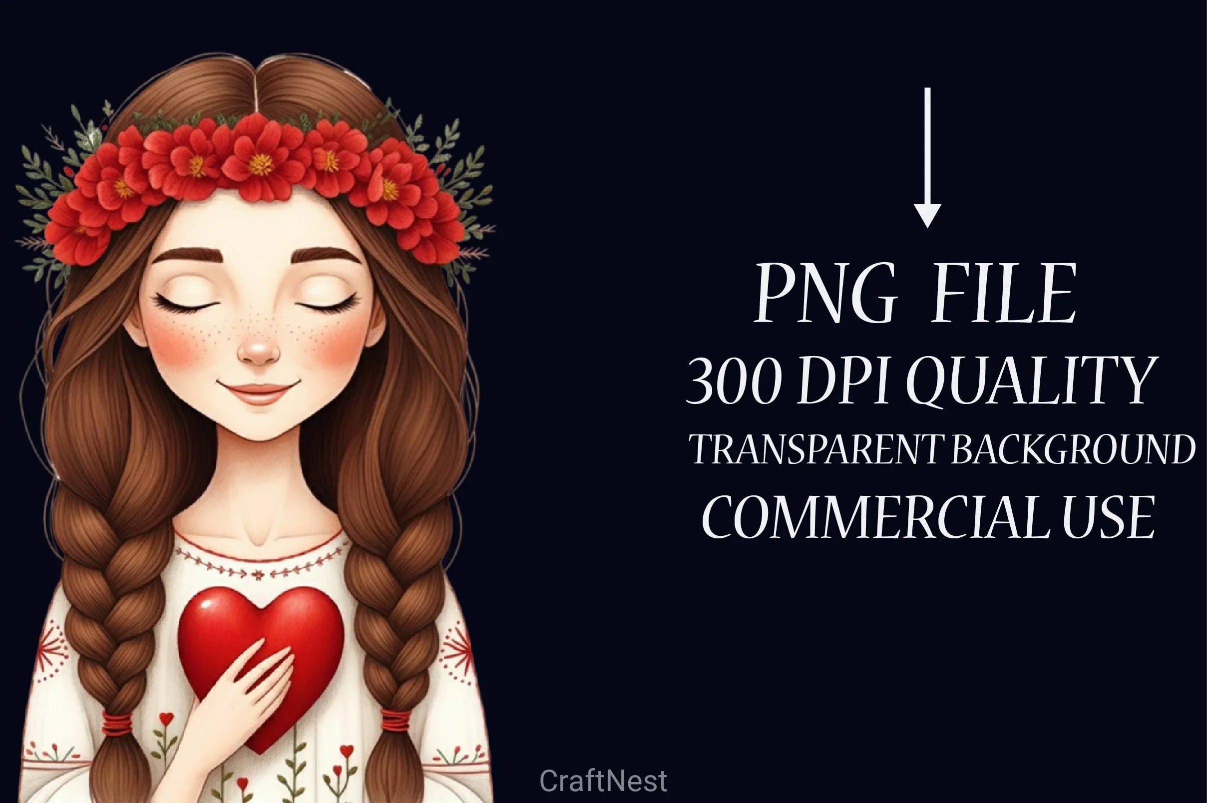 Beautiful Girl Heart Clipart Bundle - CraftNest - Digital Crafting and Art