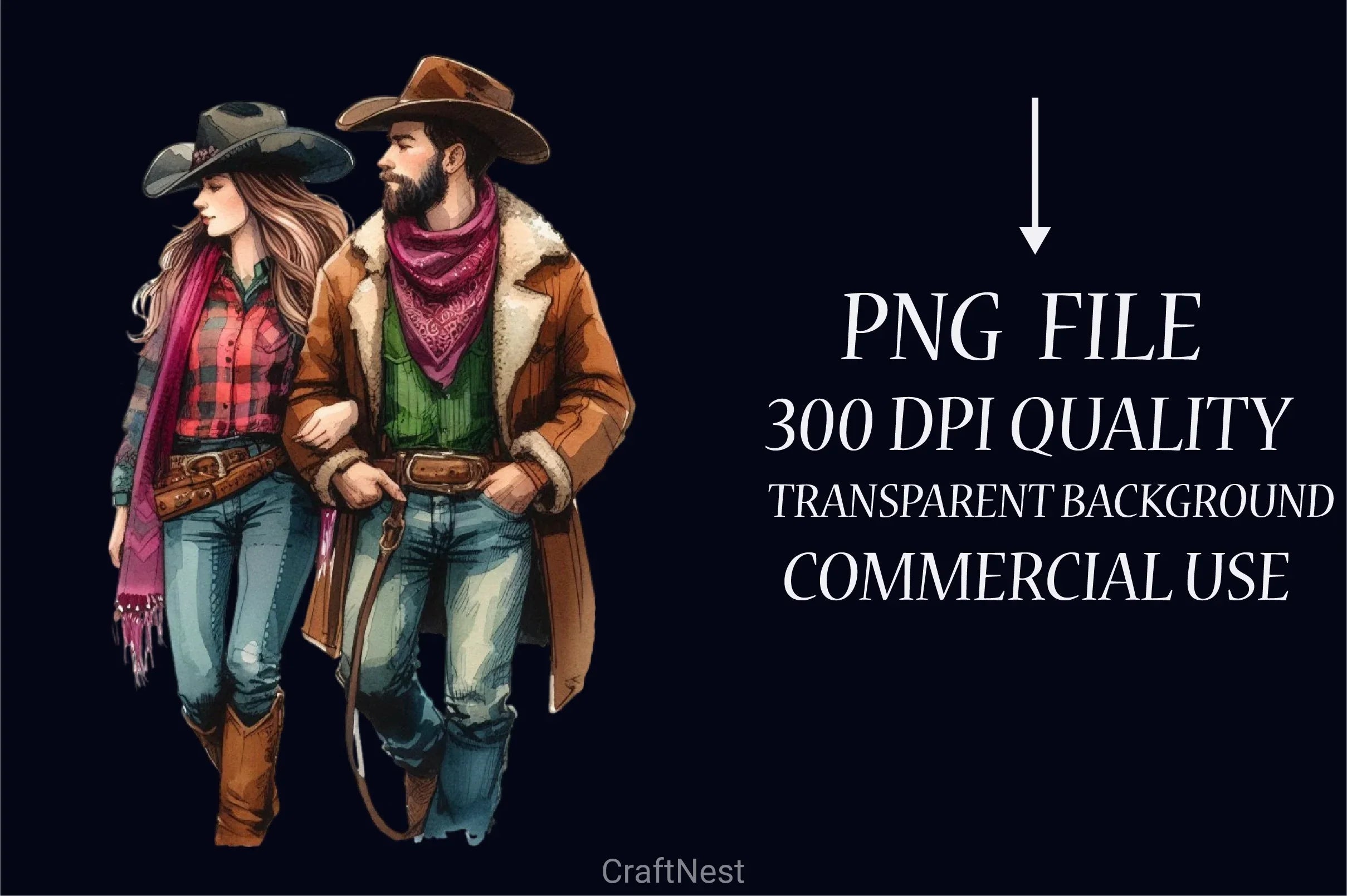 Cowboy & Woman Clipart Bundle - CraftNest - Digital Crafting and Art