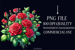 Valentine Red Rose Clipart Bundle - CraftNest - Digital Crafting and Art