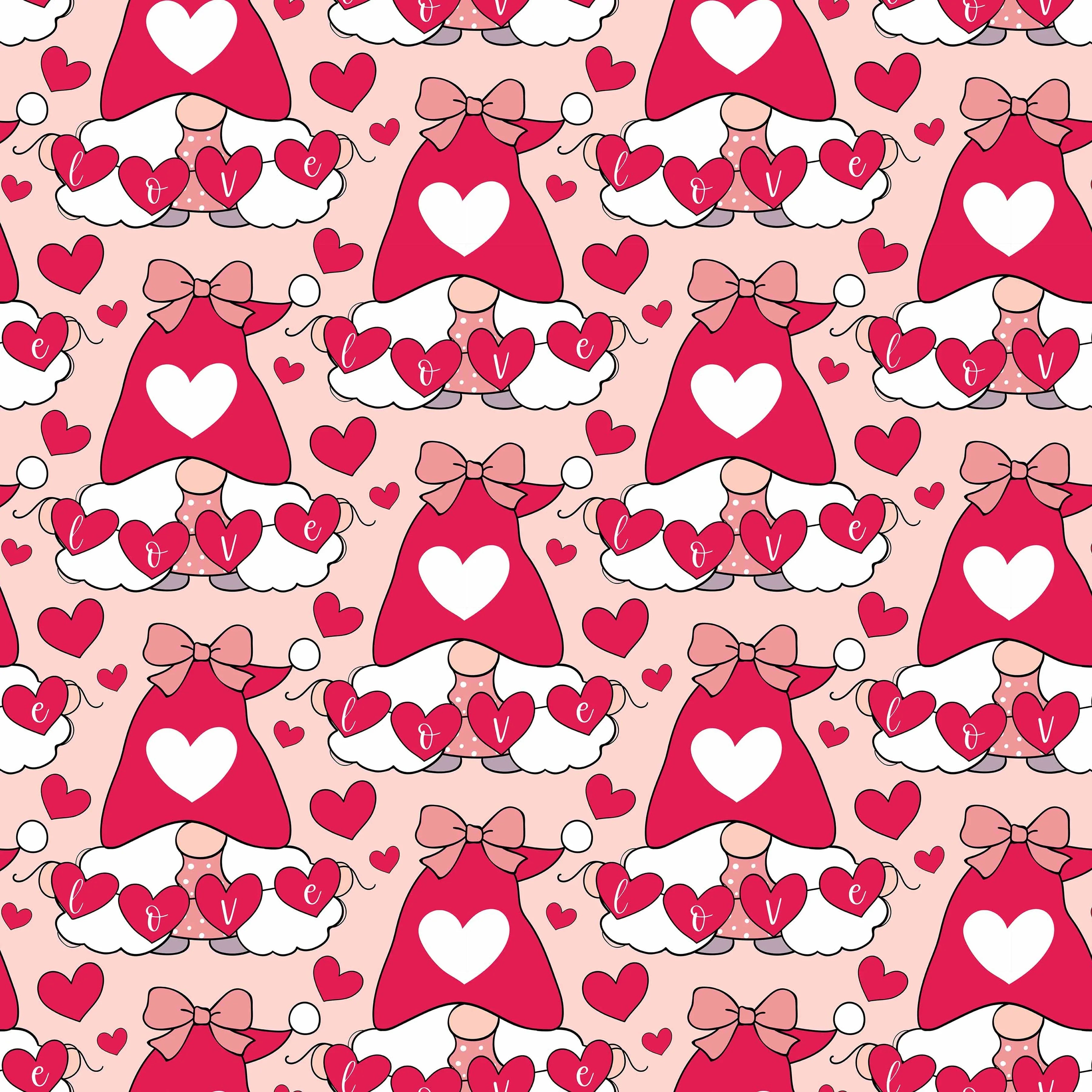 Valentines Day Gnome Seamless Digital Paper - CraftNest - Digital Crafting and Art