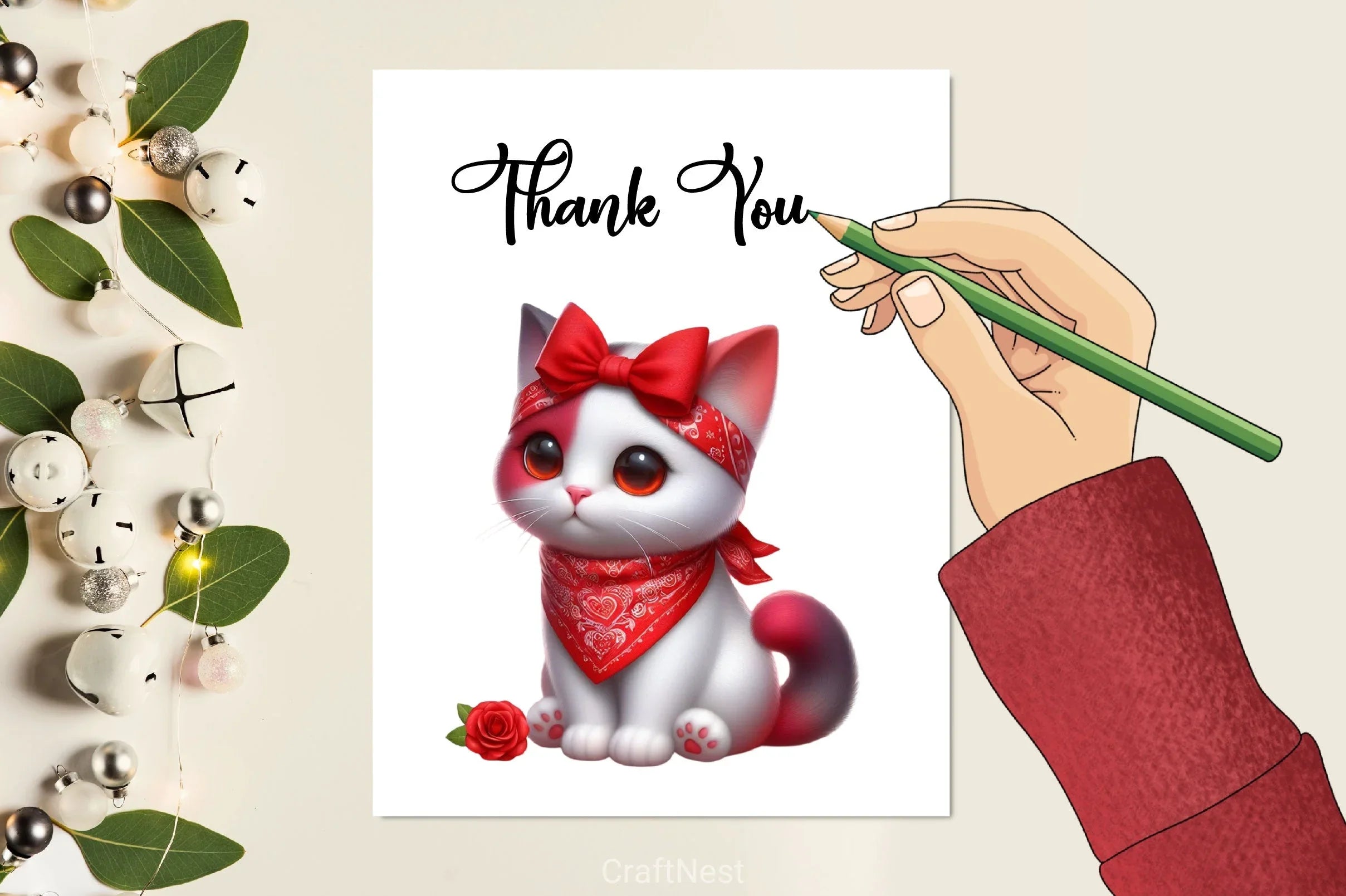 Valentine's Cat Bandana Clipart Bundle - CraftNest - Digital Crafting and Art