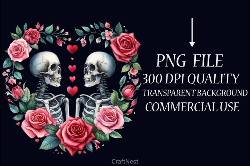 Valentine's Day Skull Heart Clipart Bundle - CraftNest - Digital Crafting and Art