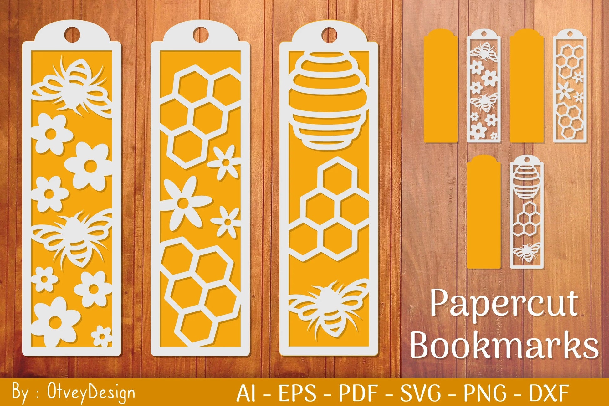 Bee Papercut Bookmarks SVG Bundle - CraftNest - Digital Crafting and Art