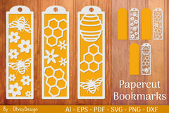 Bee Papercut Bookmarks SVG Bundle - CraftNest - Digital Crafting and Art