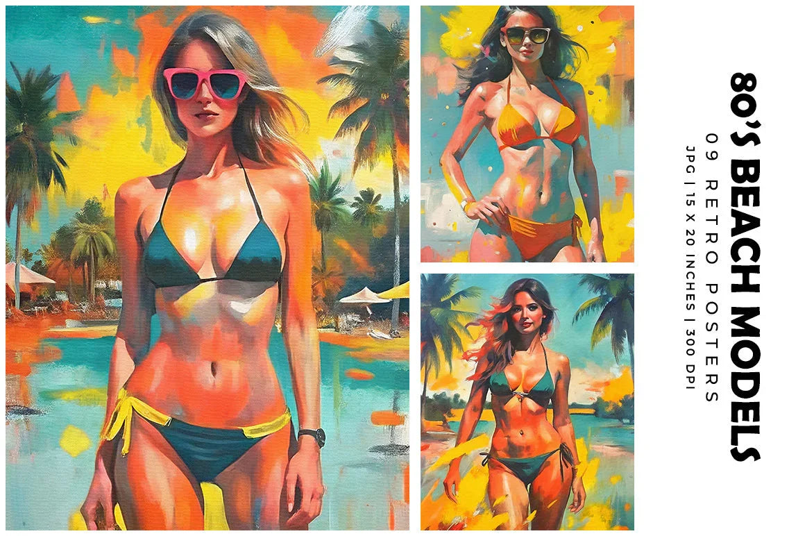 80s Beach Posters - Women - CraftNest - Digital Crafting and Art