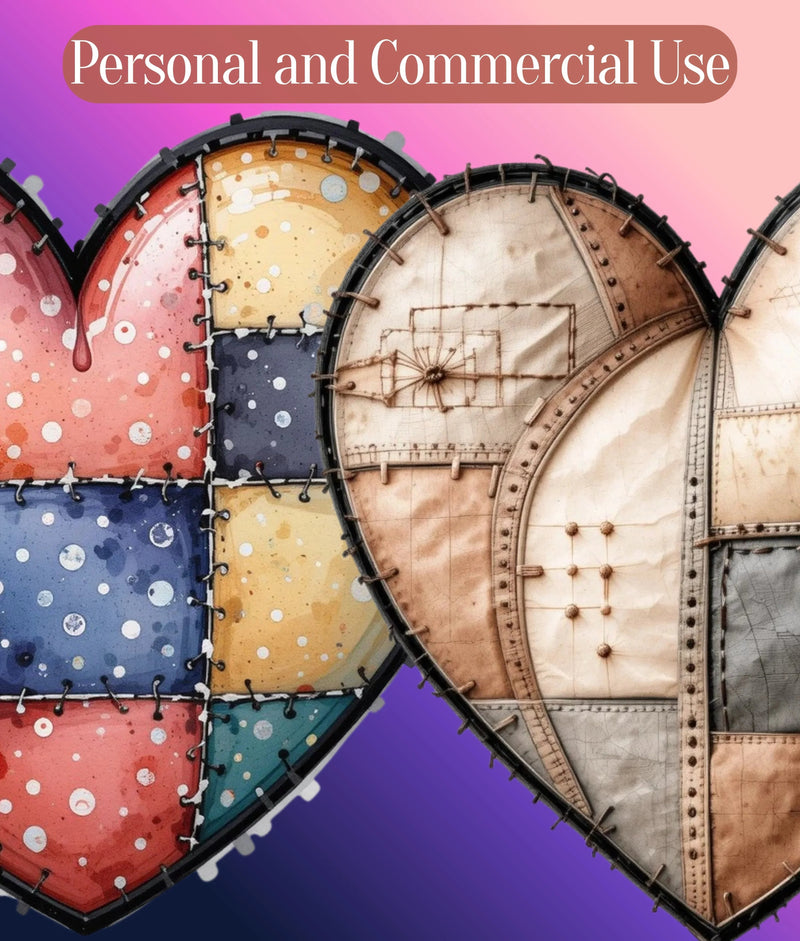 Patchwork Heart Clipart Bundle - CraftNest - Digital Crafting and Art