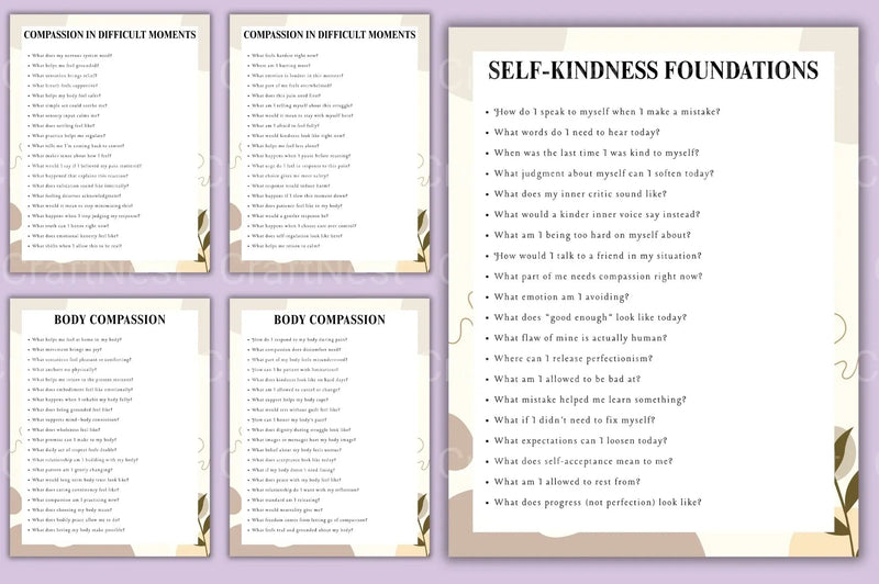 Self-Compassion Prompt Book for Personal Growth - CraftNest - Digital Crafting and Art