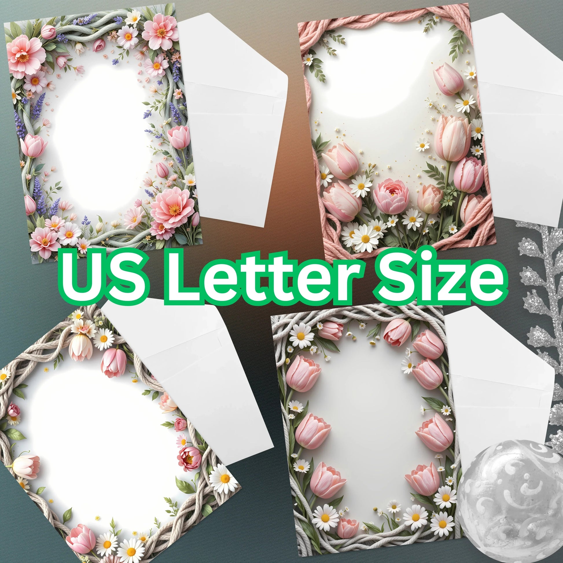 Spring Boho Faux Yarn Floral Borders Clipart Bundle - CraftNest - Digital Crafting and Art