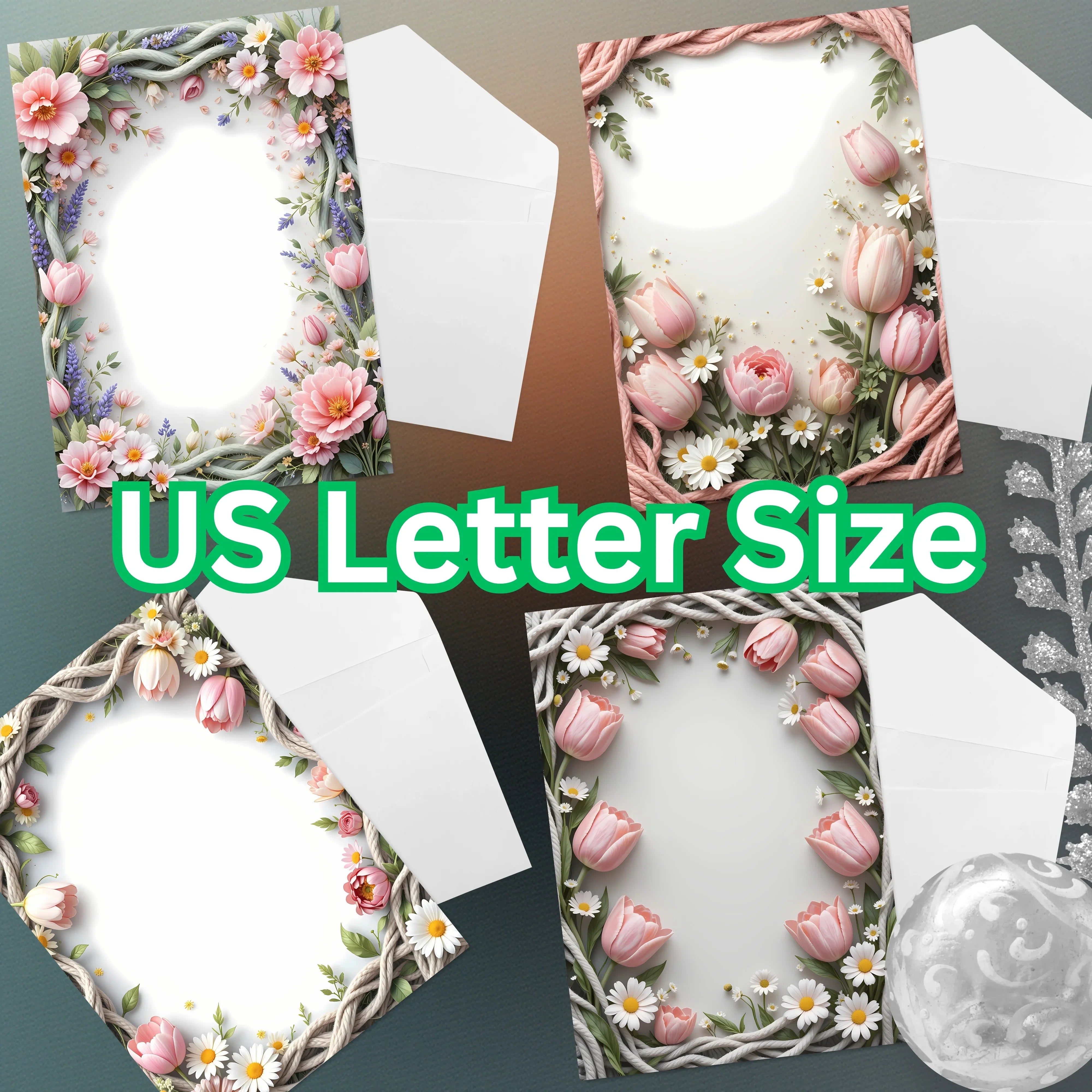 Spring Boho Faux Yarn Floral Borders Clipart Bundle - CraftNest - Digital Crafting and Art