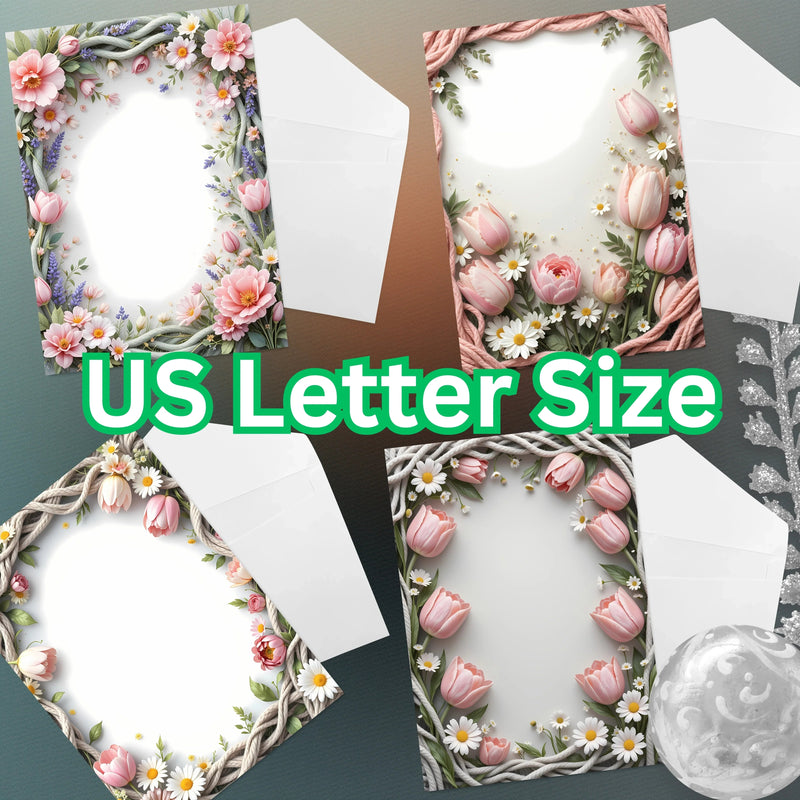 Spring Boho Faux Yarn Floral Borders Clipart Bundle - CraftNest - Digital Crafting and Art