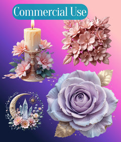 3D Ethereal Celestial Flowers Clipart Bundle - CraftNest - Digital Crafting and Art