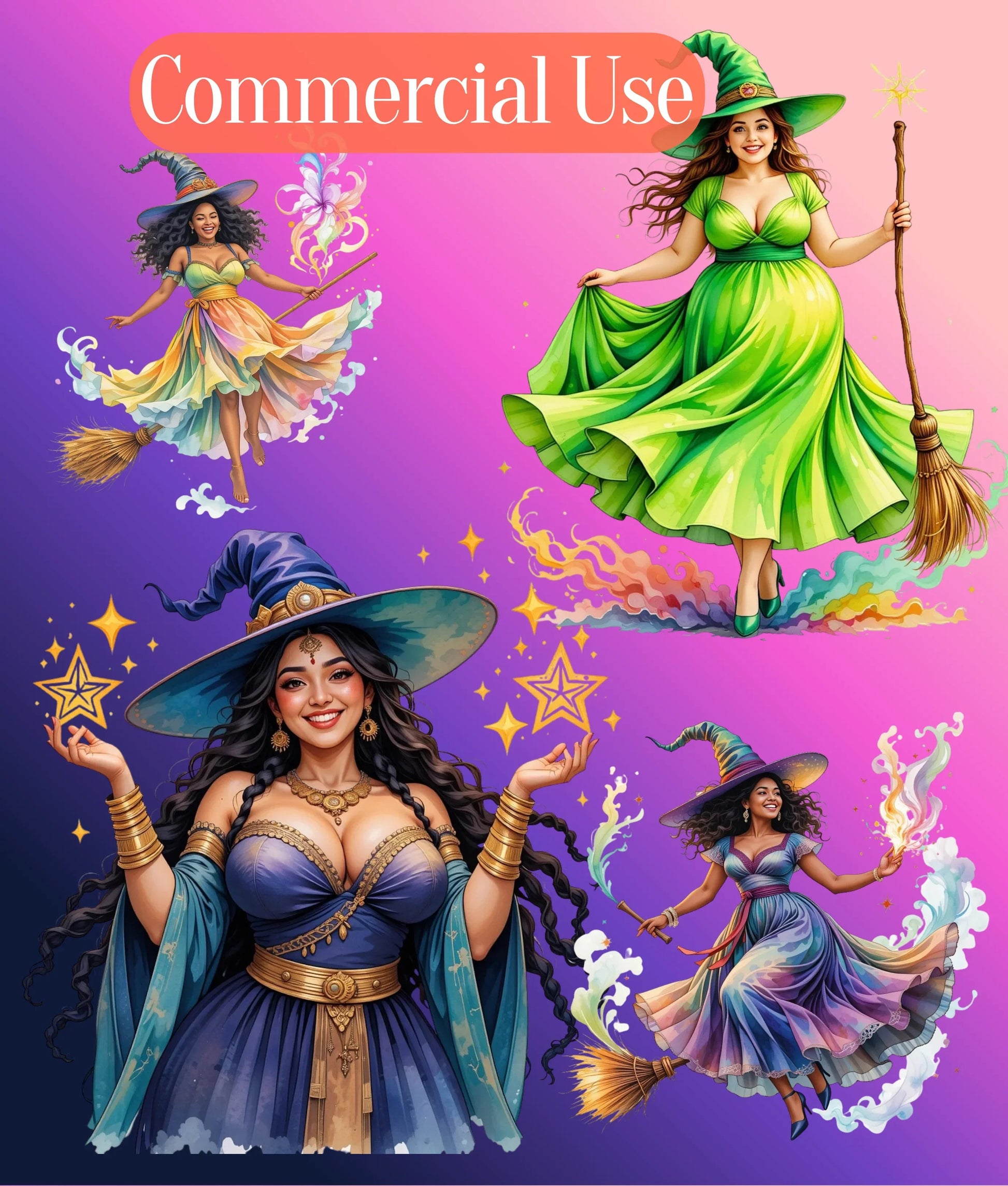 Curvy Witch Clipart Bundle - CraftNest - Digital Crafting and Art