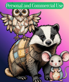 Patchwork Wild Animals Clipart Bundle - CraftNest - Digital Crafting and Art