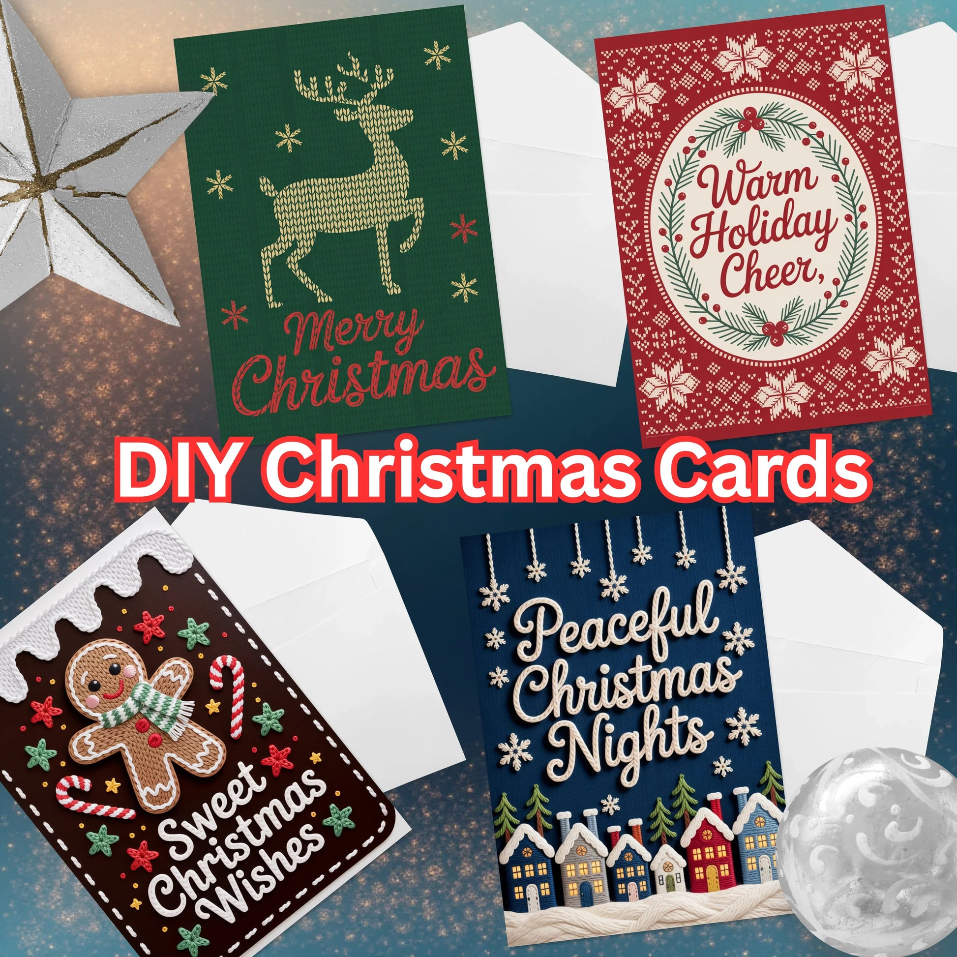 Christmas Cards Faux Yarn Clipart Bundle - CraftNest - Digital Crafting and Art