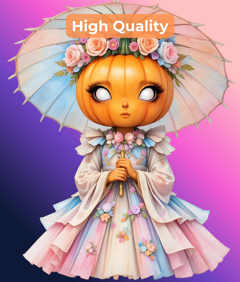 Pastel Pumpkin Goddess Clipart Bundle - CraftNest - Digital Crafting and Art
