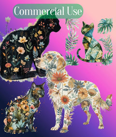 Floral Animal Silhouette Clipart Bundle - CraftNest - Digital Crafting and Art