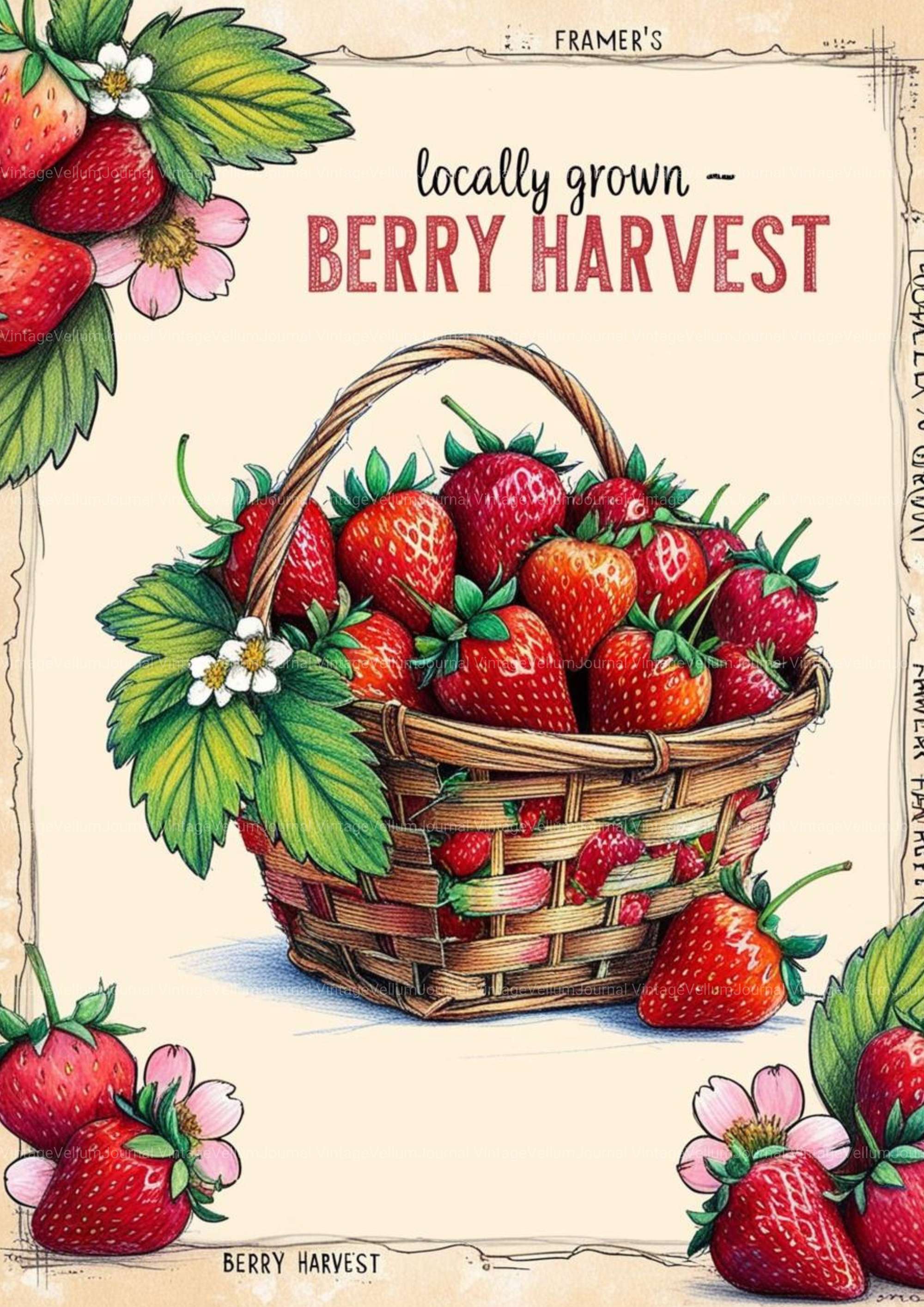 Strawberry Junk Journal Pages - CraftNest - Digital Crafting and Art
