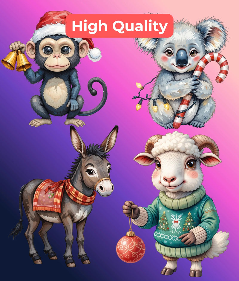 Christmas Zoo Clipart Bundle - CraftNest - Digital Crafting and Art